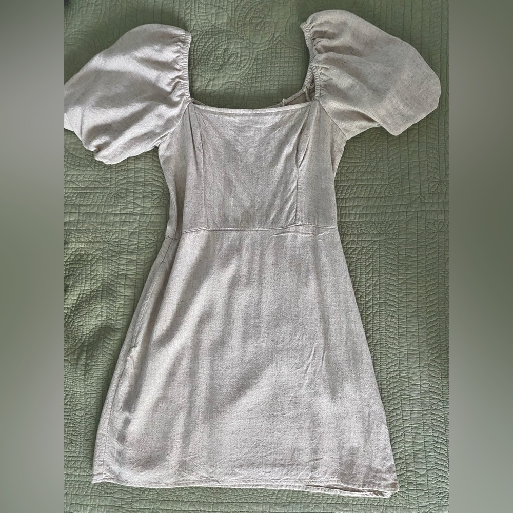 Abercrombie linen puff sleeve dress